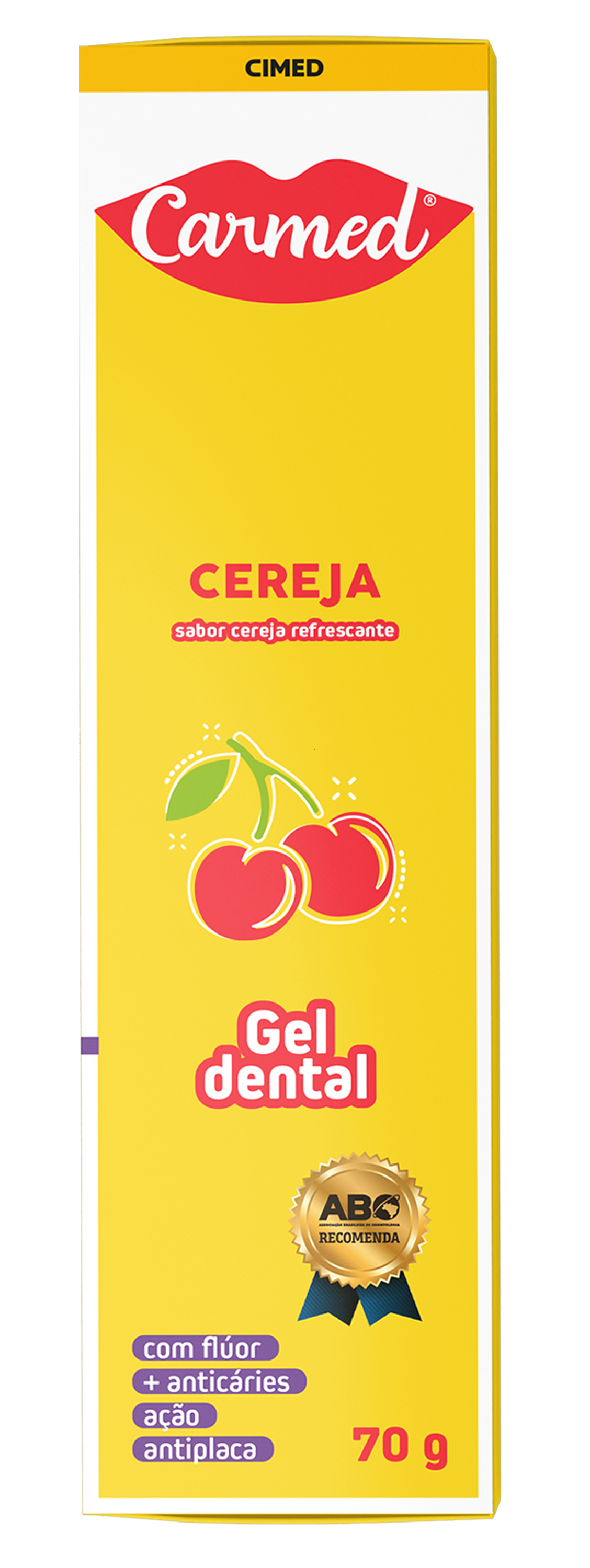 Gel dental infantil anticáries com flúor sabor cereja 70g carmed